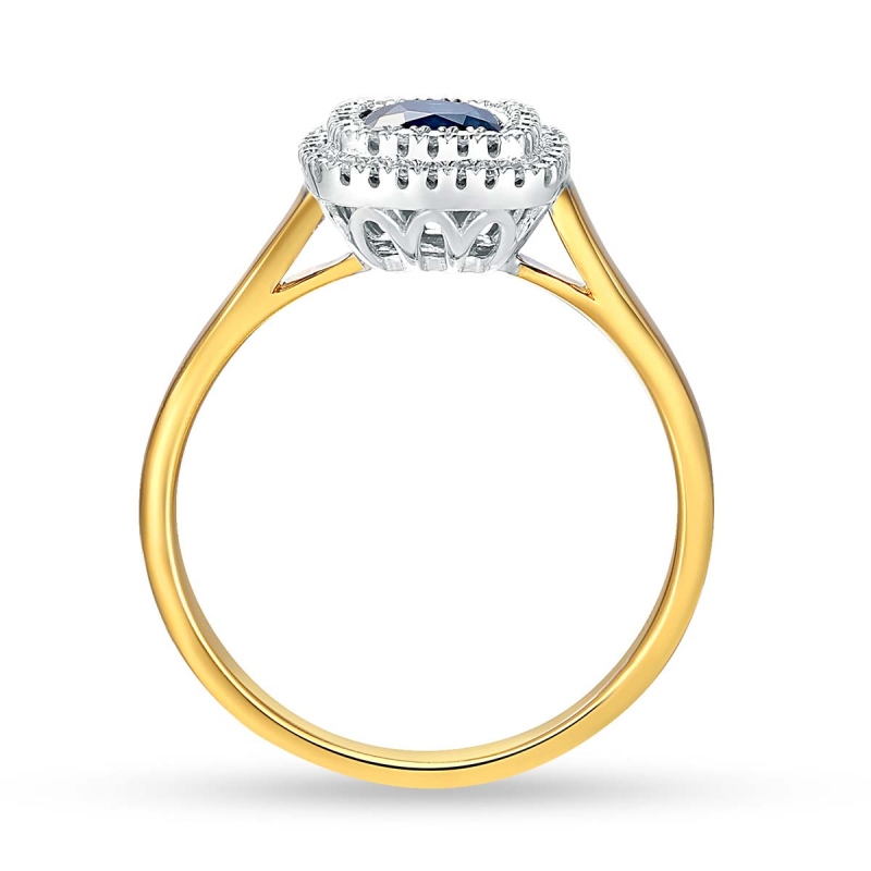 Pierścionek z szafirem i diamentami (R87500 YW SA): 7 - zdjęcie: 4