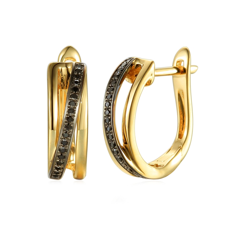 Kolczyki z czarnymi diamentami (E35938 Y BD) - zdjęcie: 1