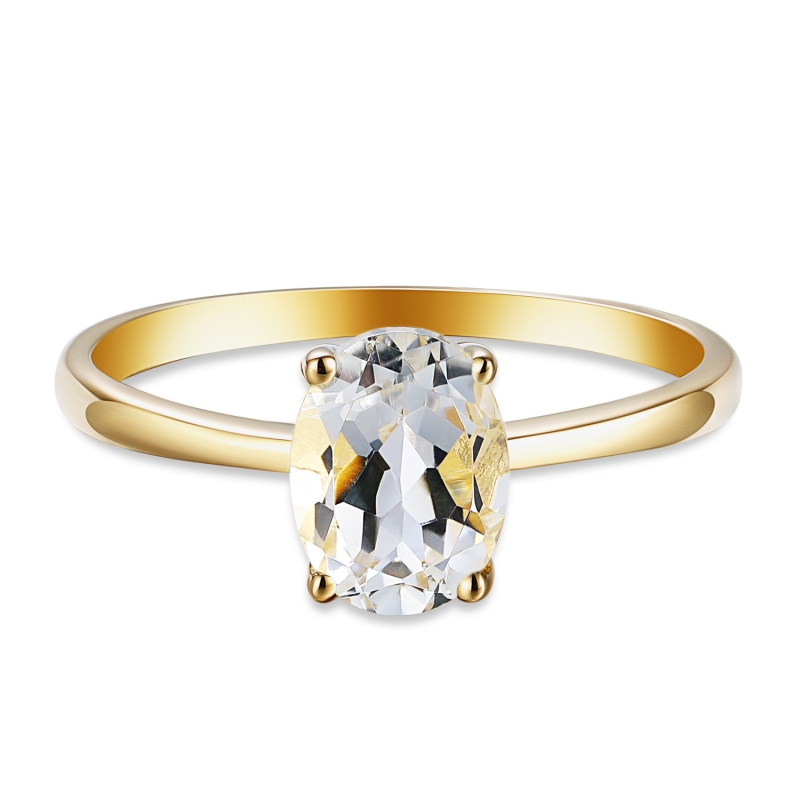 Pierścionek z owalnym białym topazem - zdjęcie: 2