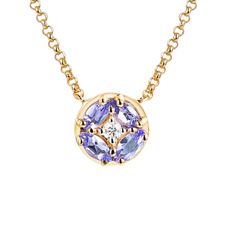 Naszyjnik z tanzanitami i diamentem (N12233 Y G T) - zdjęcie: 1