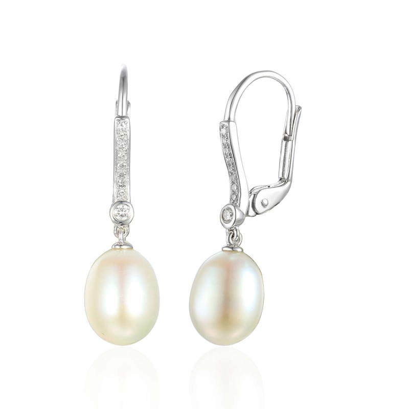 Kolczyki z perłami i diamentami (E55815 W P) - zdjęcie: 1