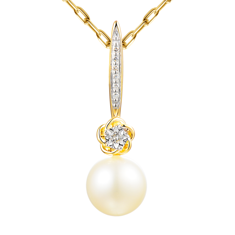 Zawieszka z perłą i diamentami (P98885 Y PL) - zdjęcie: 1