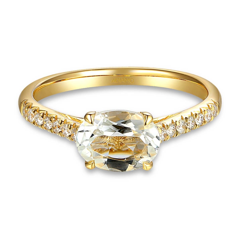 Pierścionek z białym topazem i diamentami (R86650 Y WT): 7 - zdjęcie: 3