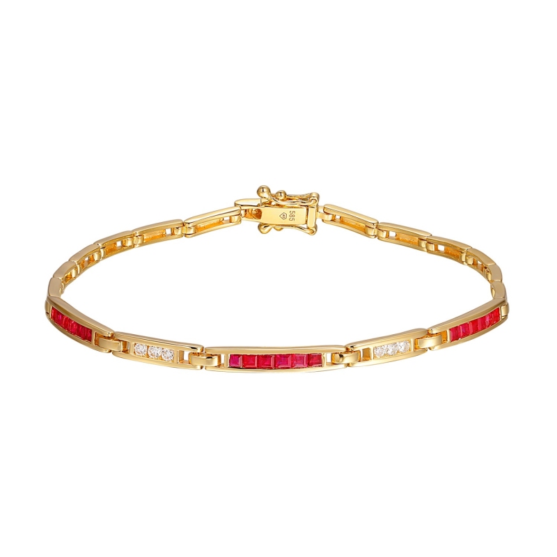 Bransoletka z rubinami i diamentami (B01925 Y RU) - zdjęcie: 1