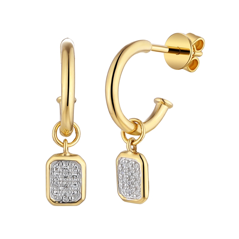 Kolczyki wiszące z diamentami (E96275 Y SW) - zdjęcie: 1