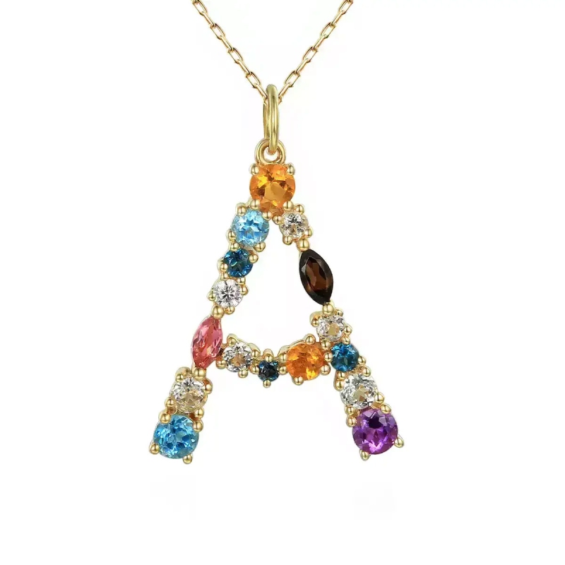 Zawieszka literka A z kolorowymi kamieniami (P82576 Y) - zdjęcie: 1