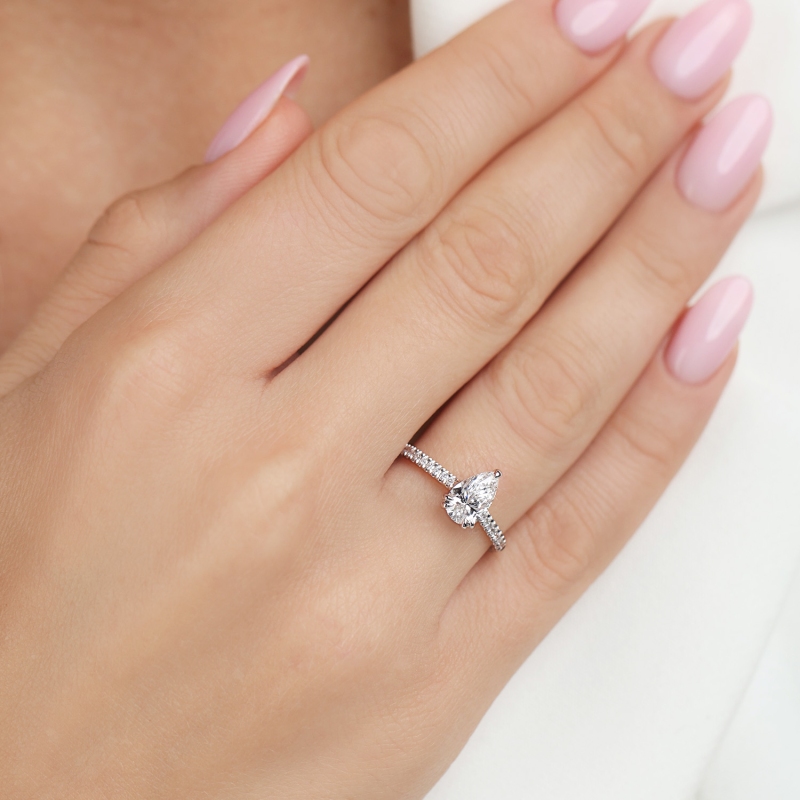 Pierścionek z diamentami laboratoryjnymi (R96122 1,02ct YW LGD) - zdjęcie: 2