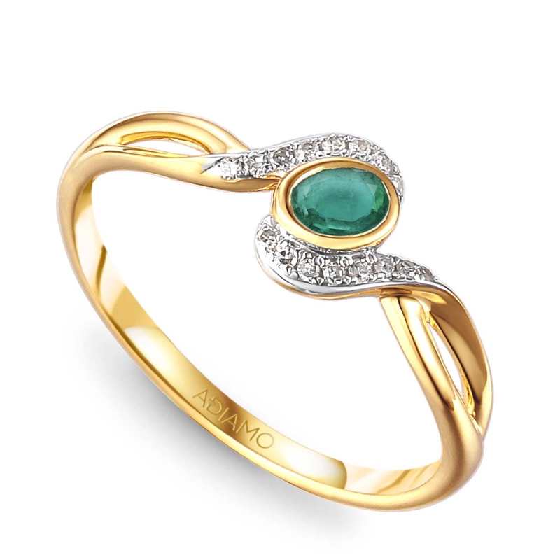 Pierścionek ze szmaragdem i diamentami (R58015 Y EM): 7 - zdjęcie: 1