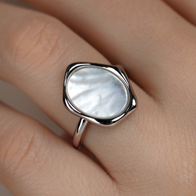 Pierścionek srebrny z masą perłową (R100867 W WMP 925): 13 - zdjęcie: 5