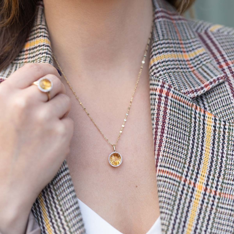 Komplet biżuterii z cytrynami i diamentami - zdjęcie: 3