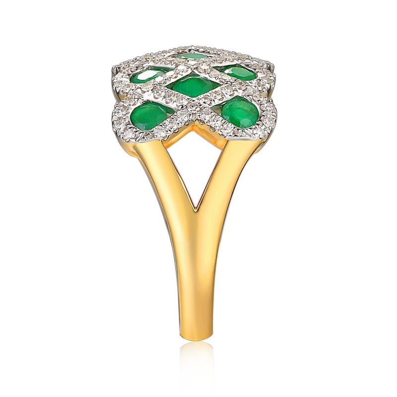 Pierścionek ze szmaragdami i diamentami (R100480 Y EM): 16 - zdjęcie: 3