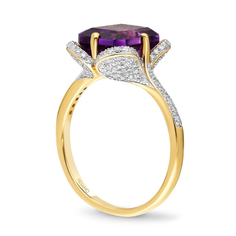 Pierścionek z ametystem i diamentami (R89888 Y AM): 7 - zdjęcie: 5