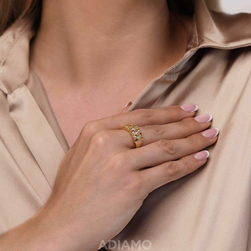 Pierścionek z cytrynami i diamentami (R93895 Y CT): 10 - zdjęcie: 2