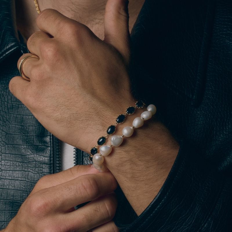 Bransoletka z czarnymi agatami (B09788 Y BAG) - zdjęcie: 2