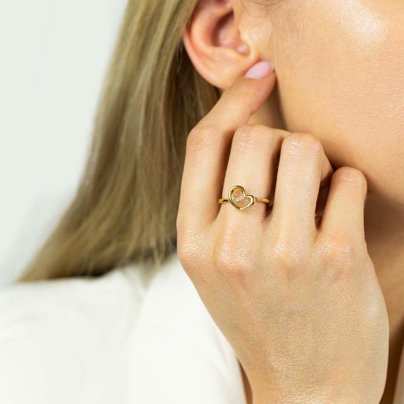 Pierścionek serce z diamentem (R66670 Y 0,09ct): 10 - zdjęcie: 2