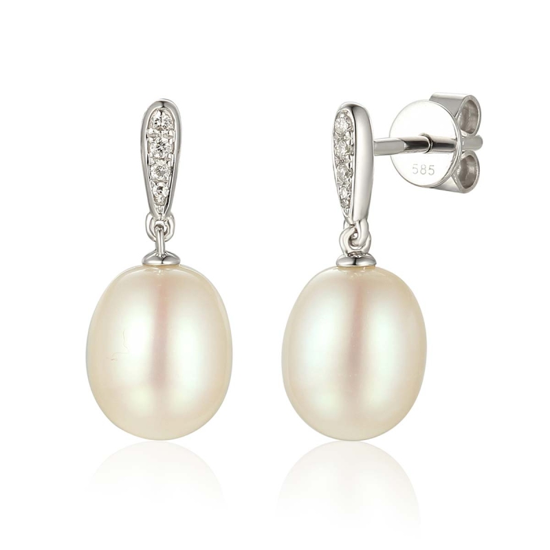 Kolczyki z perłami i diamentami (E55710 W S) - zdjęcie: 1