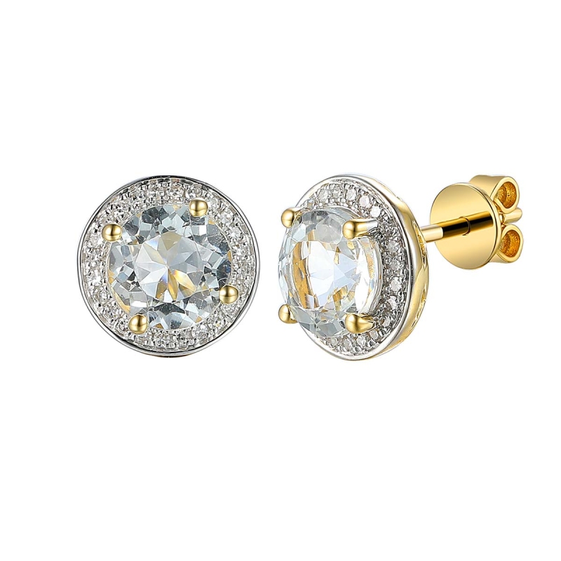Kolczyki z białym topazem i diamentami (E75601 Y S WT) - zdjęcie: 1