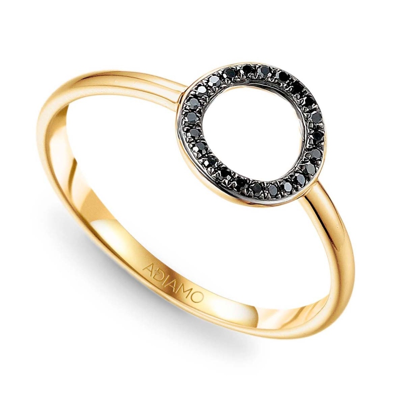 Pierścionek z czarnymi diamentami (R62793 Y BD): 7 - zdjęcie: 1