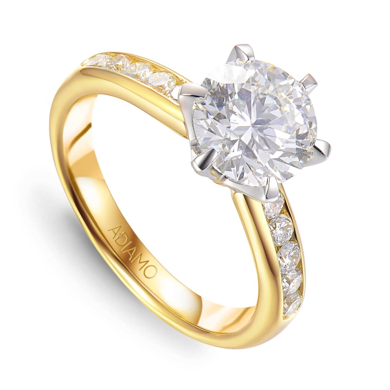 Pierścionek z diamentami laboratoryjnymi (R58831 2,05ct YW LGD) - zdjęcie: 1