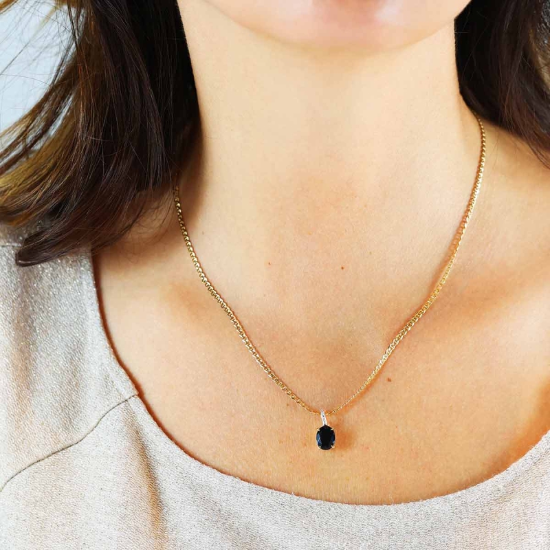 Zawieszka z czarnym agatem i diamentami (P86614 Y BAG) - zdjęcie: 2