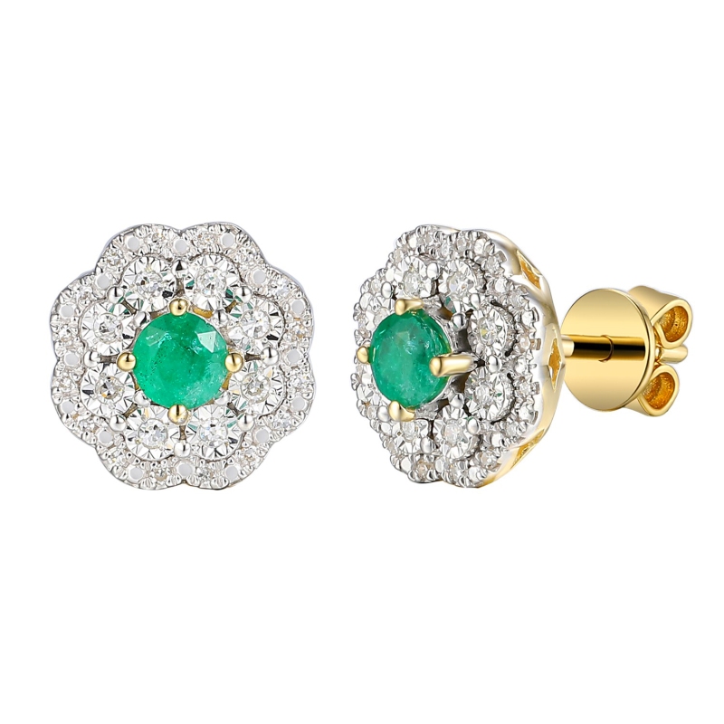 Kolczyki ze szmaragdami i diamentami (E94939 Y S EM) - zdjęcie: 1