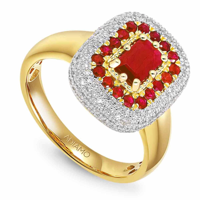 Pierścionek z rubinami i diamentami (R88488 Y RU): 7 - zdjęcie: 1