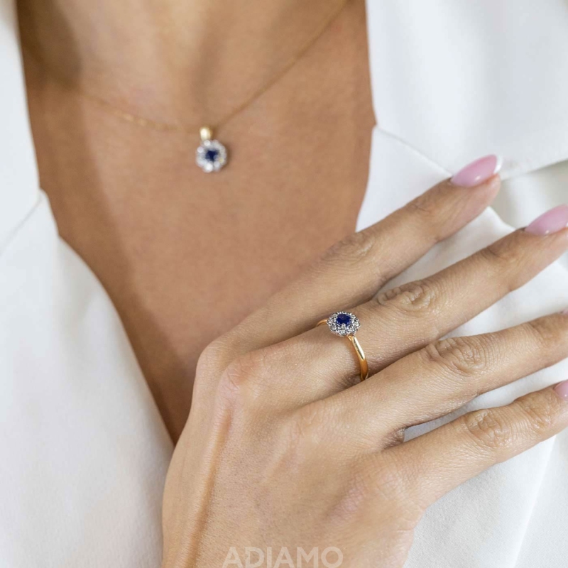 Pierścionek z szafirem i diamentami (R83433 YW SA): 10 - zdjęcie: 4