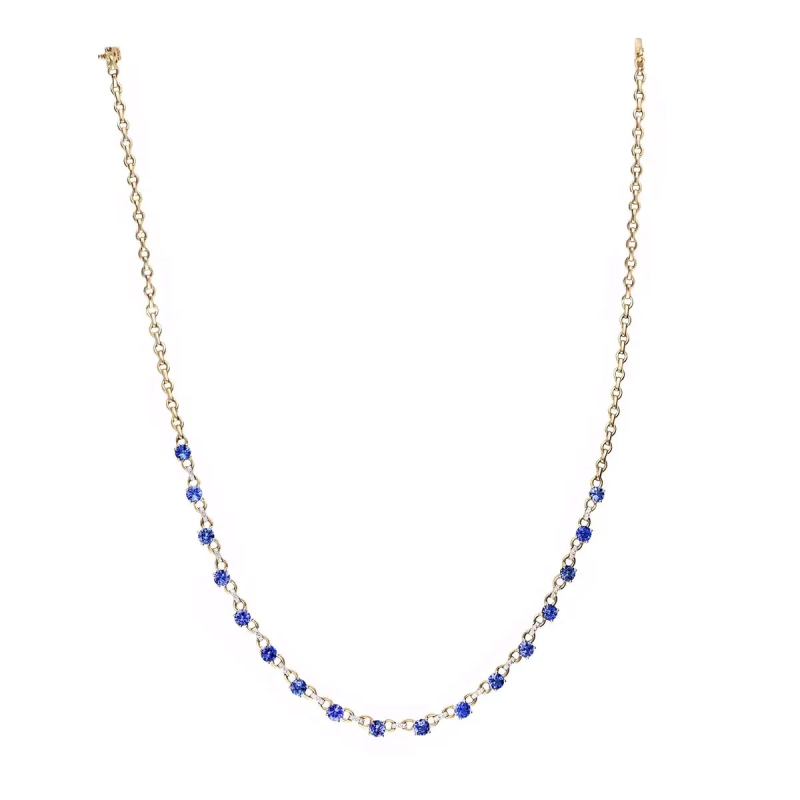 Kolia z tanzanitami i diamentami (N09796 Y T) - zdjęcie: 1