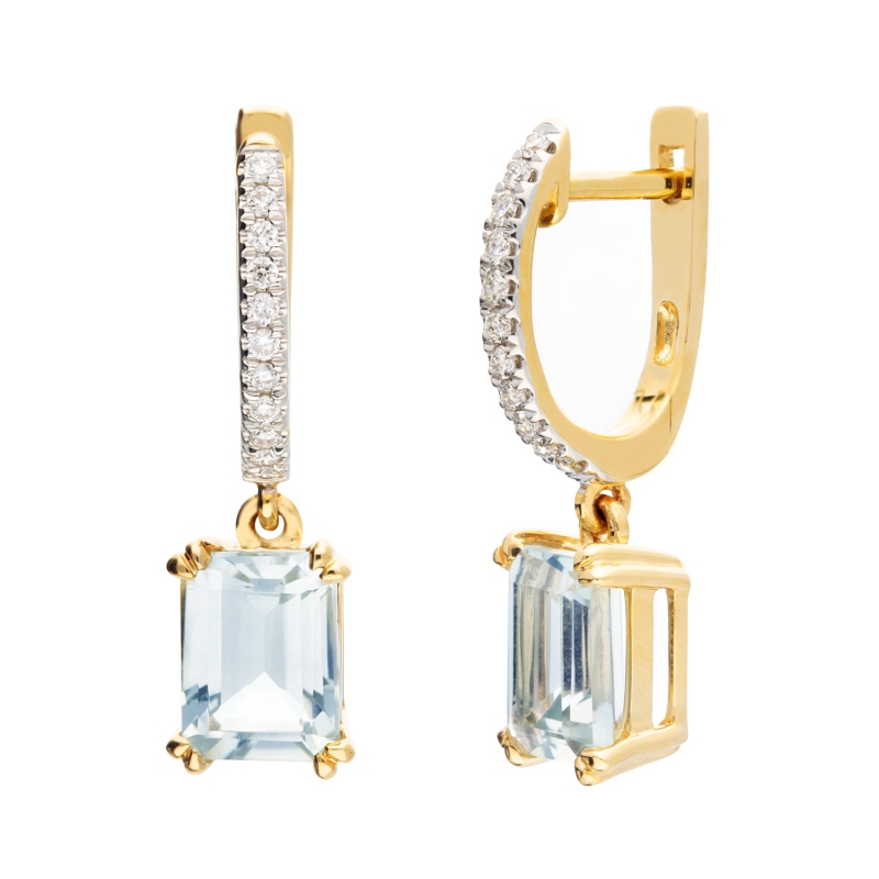 Kolczyki z akwamarynami i diamentami (E82483 Y A AQ) - zdjęcie: 1