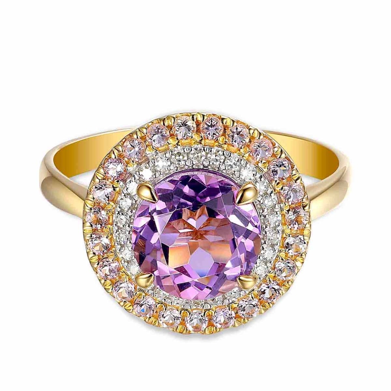 Pierścionek z ametystami i diamentami (R88806 Y AM) - zdjęcie: 3
