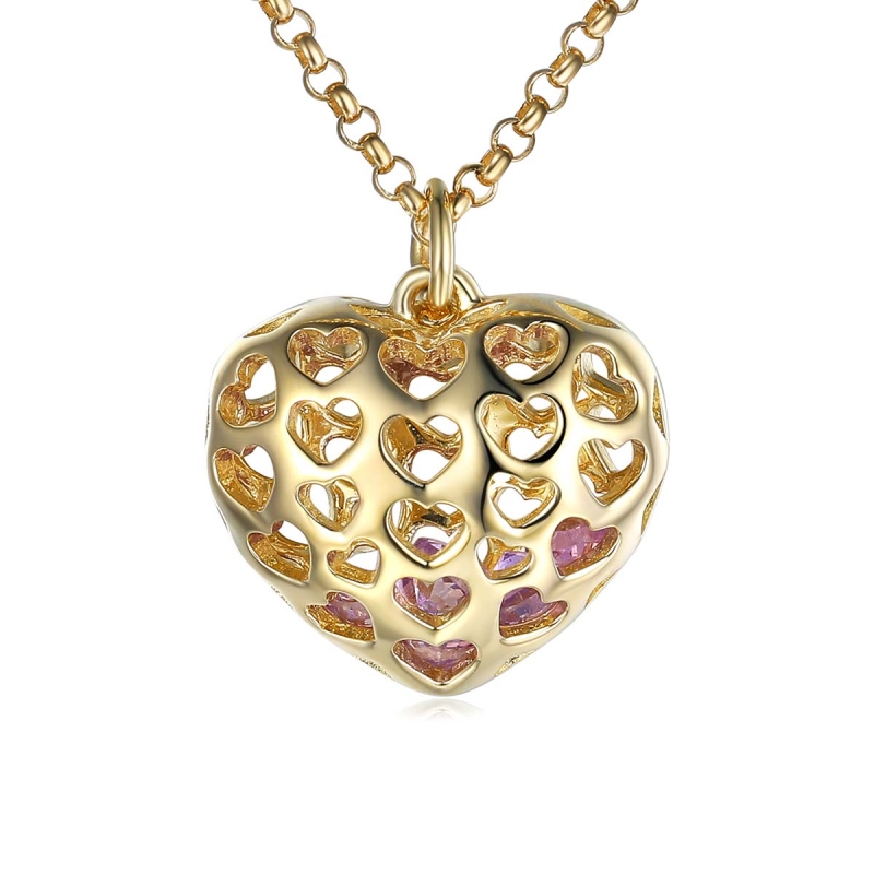 Naszyjnik serce z różowymi ametystami (N09779 Y PAM) - zdjęcie: 1