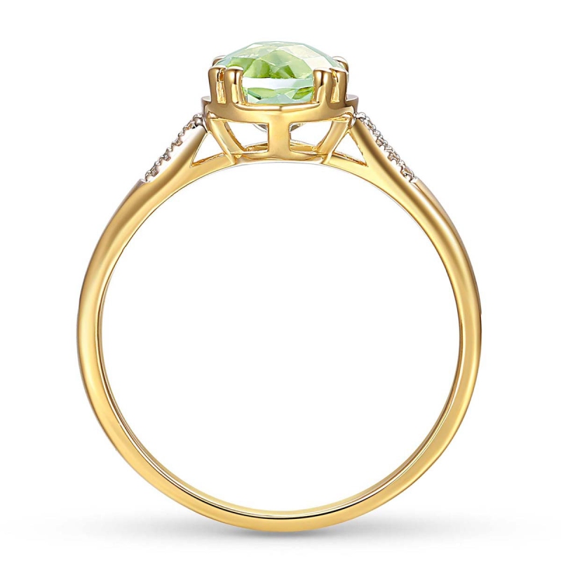 Pierścionek z zielonym ametystem i diamentami (R82457 Y GAM): 10 - zdjęcie: 3
