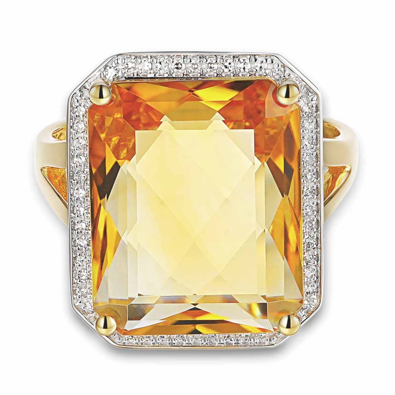 Pierścionek z cytrynem i diamentami (R33406 Y CT): 8 - zdjęcie: 3