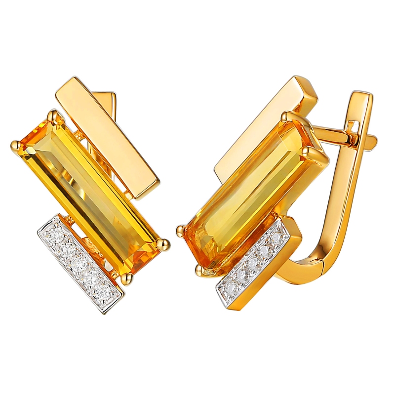 Kolczyki z cytrynami i diamentami (E100381 Y A CT) - zdjęcie: 1