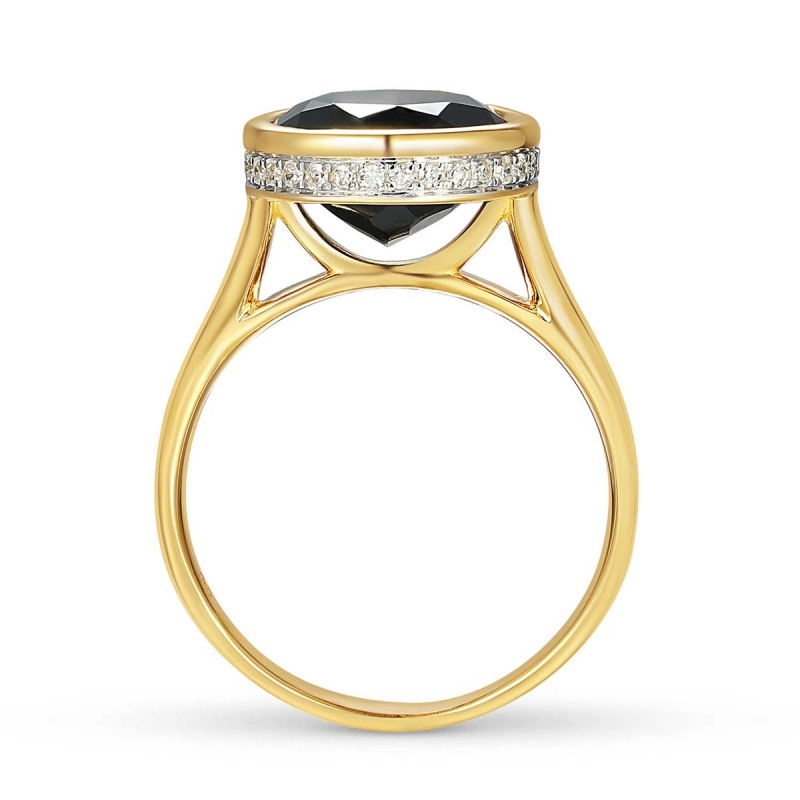 Pierścionek z czarnym agatem i diamentami (R88486 Y BAG): 8 - zdjęcie: 3