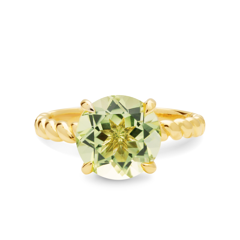 Pierścionek z limonkowym kwarcem i diamentami (R85127 Y LQ): 8 - zdjęcie: 3