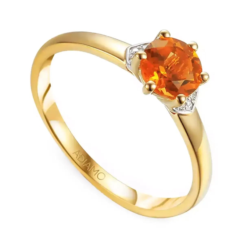Pierścionek z cytrynem i diamentami (R73493 Y CT): 8 - zdjęcie: 1