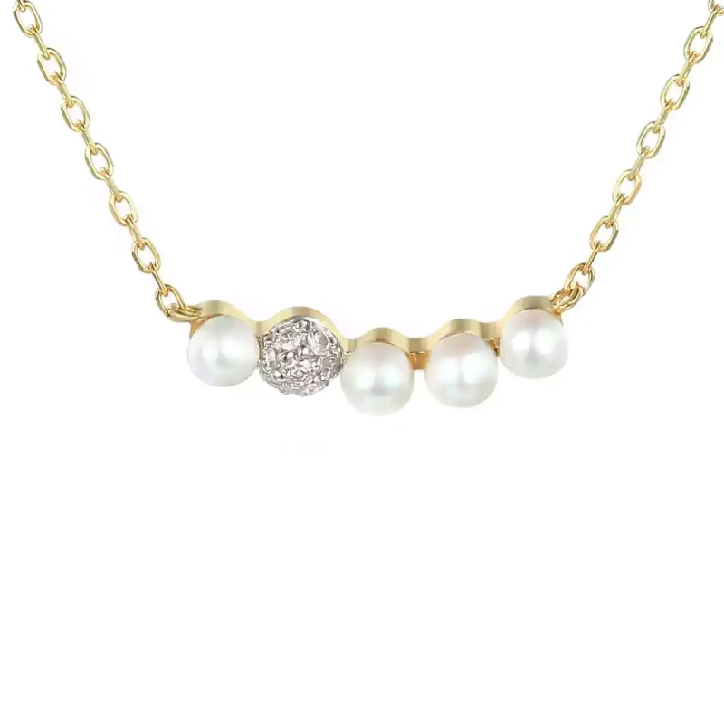 Naszyjnik z perłami i diamentami (N08919 Y) - zdjęcie: 1