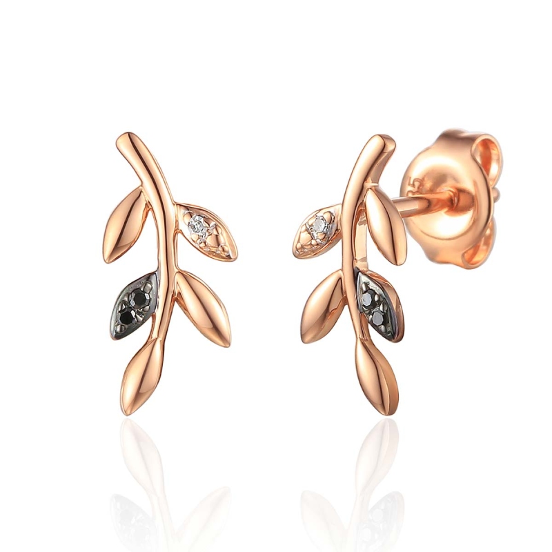 Kolczyki z czarnymi diamentami (E71404 R S BD) - zdjęcie: 1