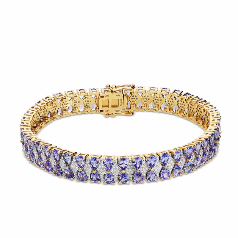 Bransoletka tenisowa z tanzanitami i diamentami (B08948 Y T) - zdjęcie: 1