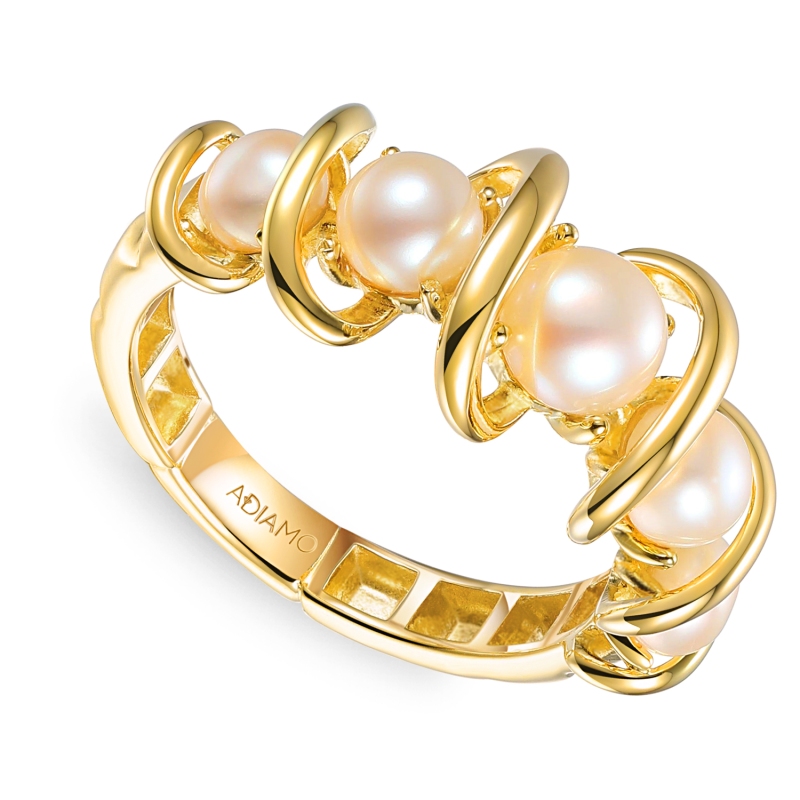 Pierścionek srebrny pozłacany z perłami (R100860 Y PL 925) : 13 - zdjęcie: 1