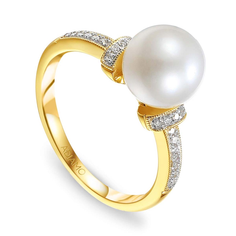 Pierścionek z perłą i diamentami (R23637 Y PL): 8 - zdjęcie: 1