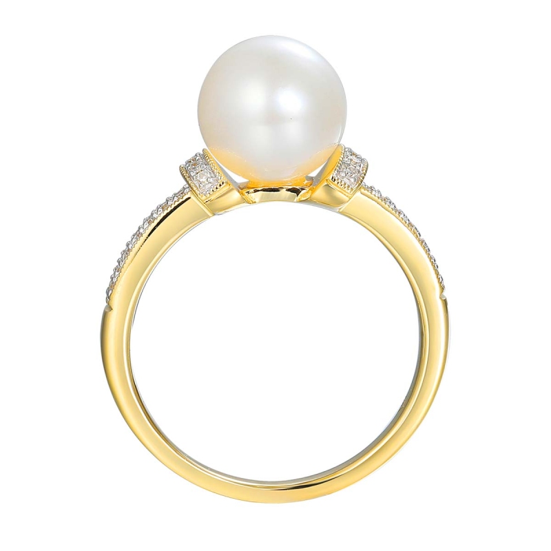 Pierścionek z perłą i diamentami (R23637 Y PL): 8 - zdjęcie: 2