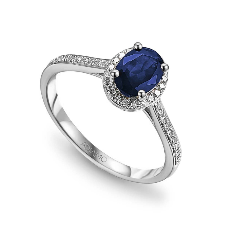 Pierścionek z szafirem i diamentami (R58727 W SA): 9 - zdjęcie: 1