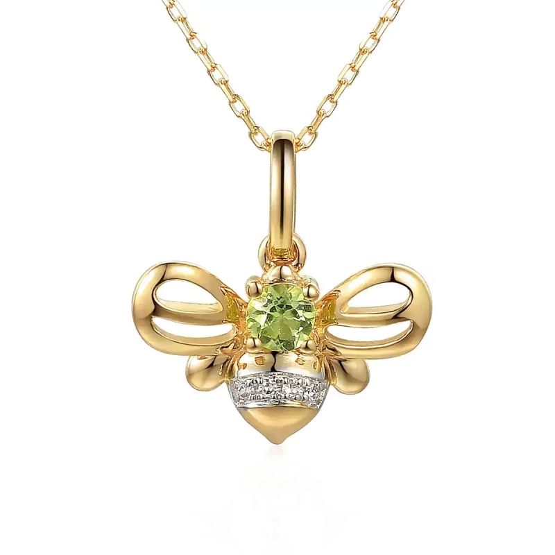 Naszyjnik pszczoła z perydotem i diamentami (N75115 Y C PT) - zdjęcie: 1