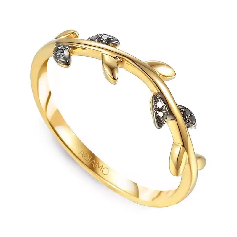 Pierścionek z czarnymi diamentami R79601 Y BD: 14 - zdjęcie: 1