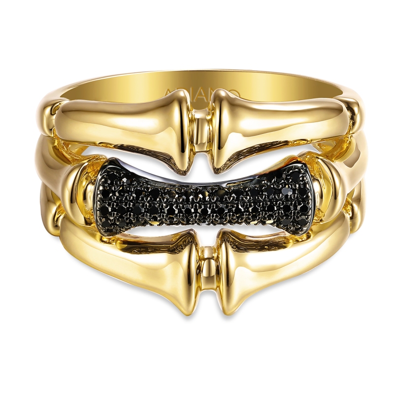 Pierścionek z czarnymi diamentami (R97094 Y BD) - zdjęcie: 3