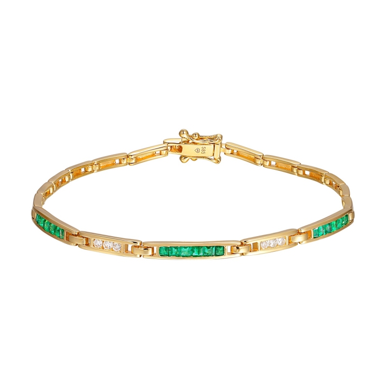 Bransoletka ze szmaragdami i diamentami (B01925 Y EM) - zdjęcie: 1