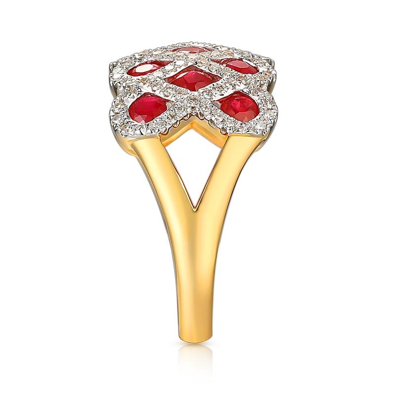 Pierścionek z rubinami i diamentami (R100480 Y RU): 17 - zdjęcie: 3