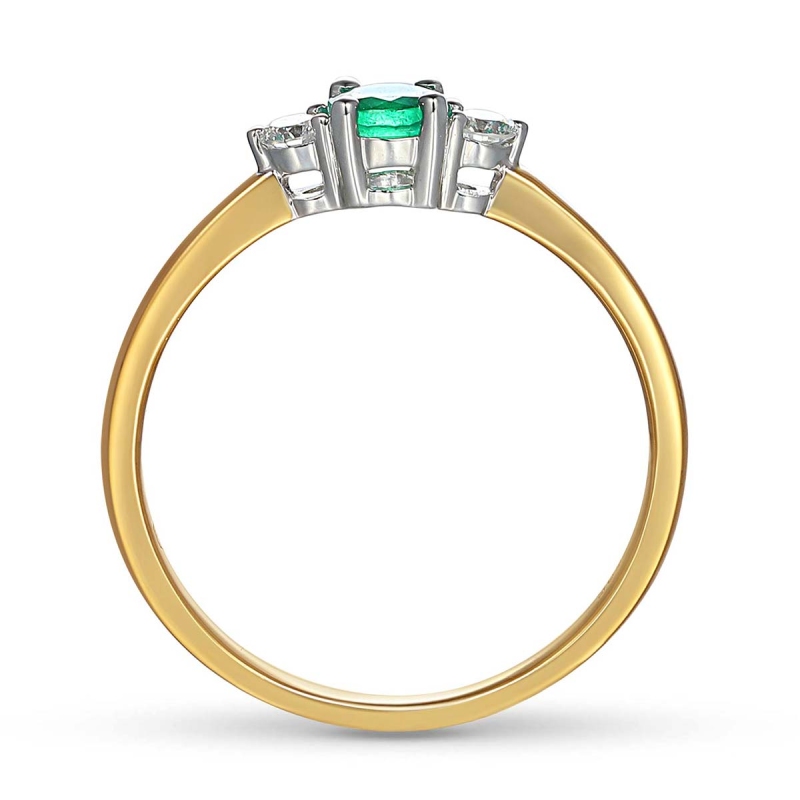 Pierścionek ze szmaragdem i diamentami (R37973 YW EM): 13 - zdjęcie: 2